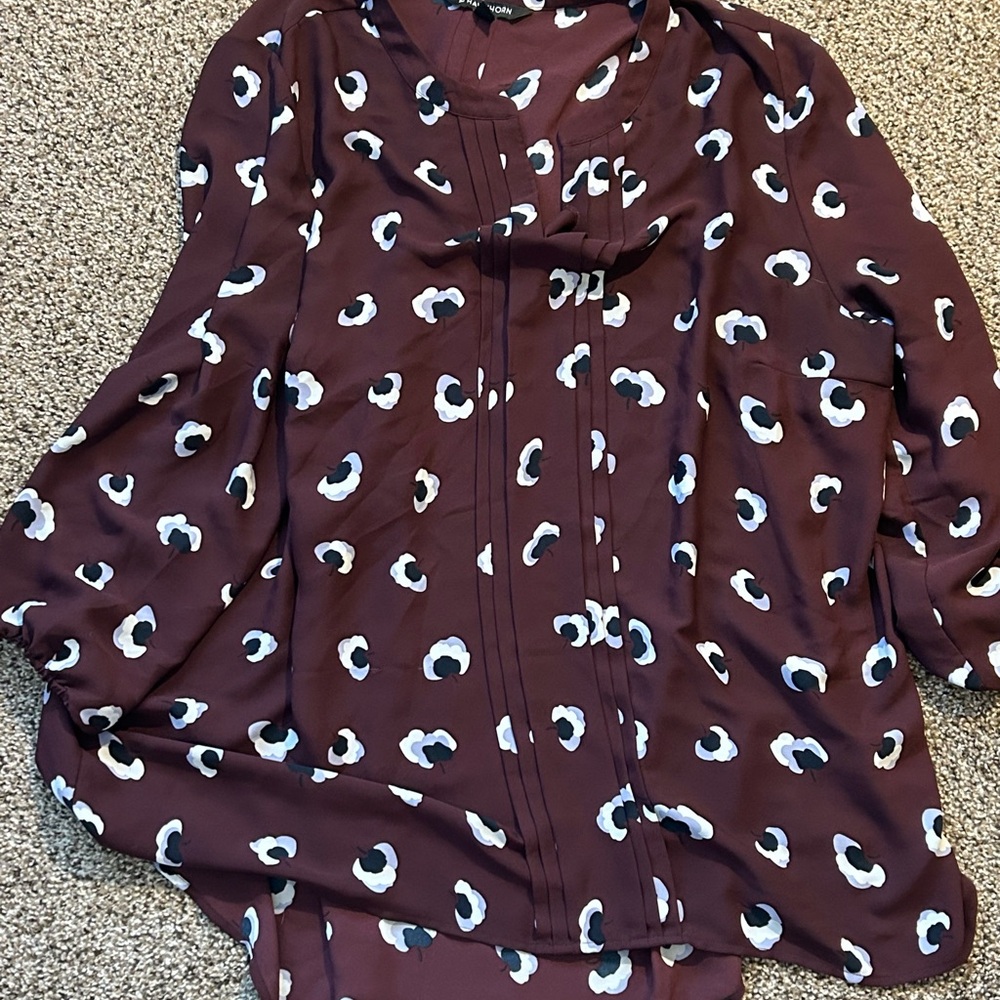 41 Hawthorn Women's Blouse in Brown and White Pattern